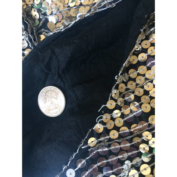 vintage 70s BUTTERFLY SEQUIN silk party statement top cocktail avant garde - Picture 9 of 10